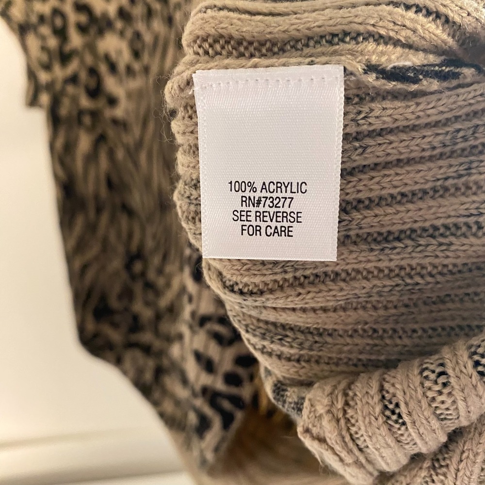 Dana Buchman Sweater Women L Tan Excellent Mixed Animal Print 3/4 Sleeve Top - Picture 10 of 11